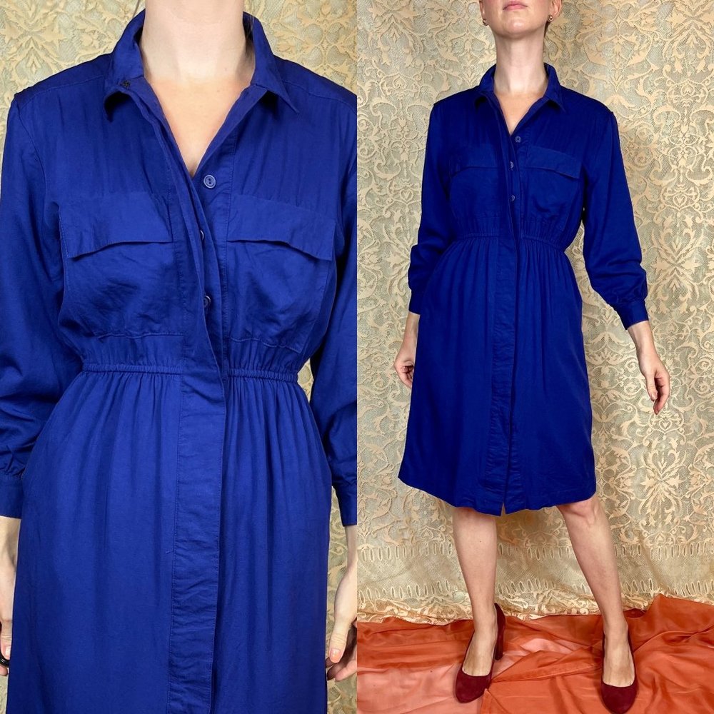 Vintage Button Down Long Sleeve Dress with Pockets | Knights Ltd. | C15